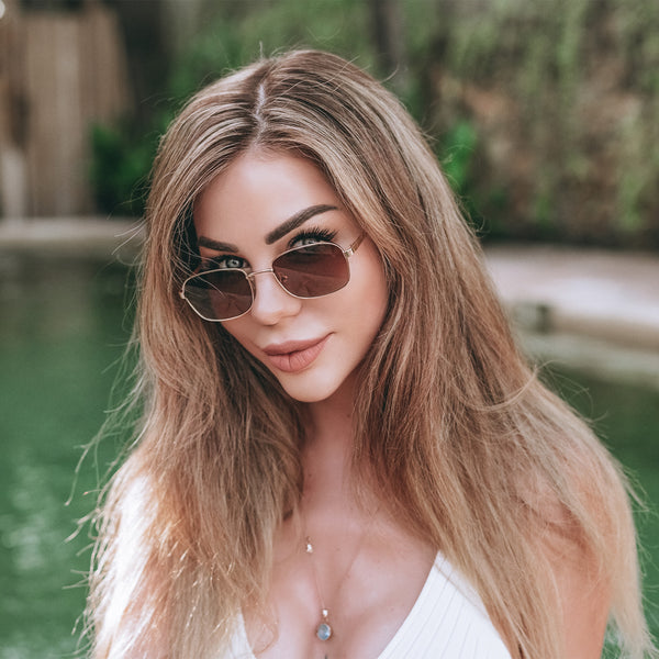 Sojos CECILIA Sunglasses Gold Frame Brown Lens