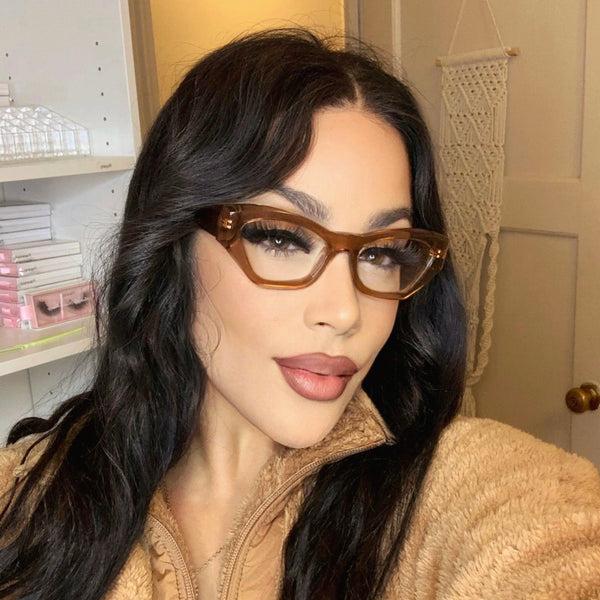 Sojos Heartbeat Eyeglasses Clear Brown Frame