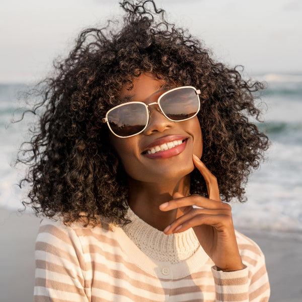 Sojos SJ1225 Sunglasses Gold Frame Grey Lens