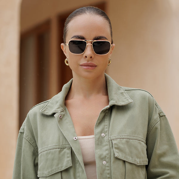 Sojos SJ1234 Sunglasses Gold Frame Grey Lens