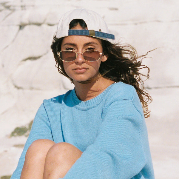 Sojos SJ1258 Sunglasses Gold Frame Blue Lens