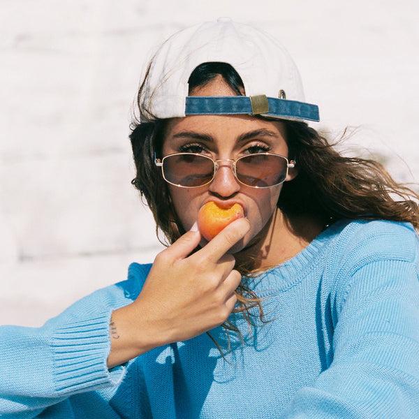 Sojos SJ1258 Sunglasses Gold Frame Blue Lens