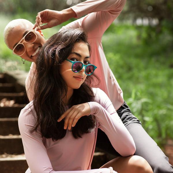 Sojos SJTR2113 Sunglasses Orange Frame Blue Lens