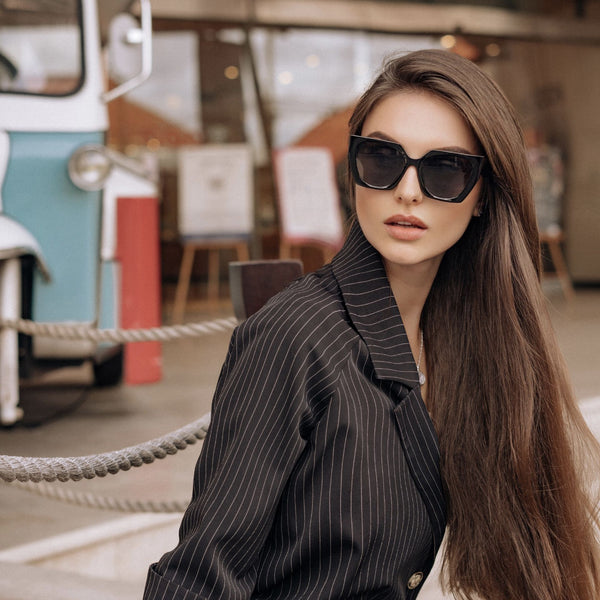 Sojos Vera Sunglasses Black Frame Grey Lens