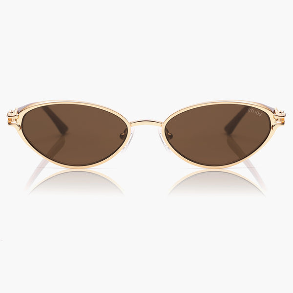 sojos Staghorn Coral Sunglasses Gold Frame Brown Lens