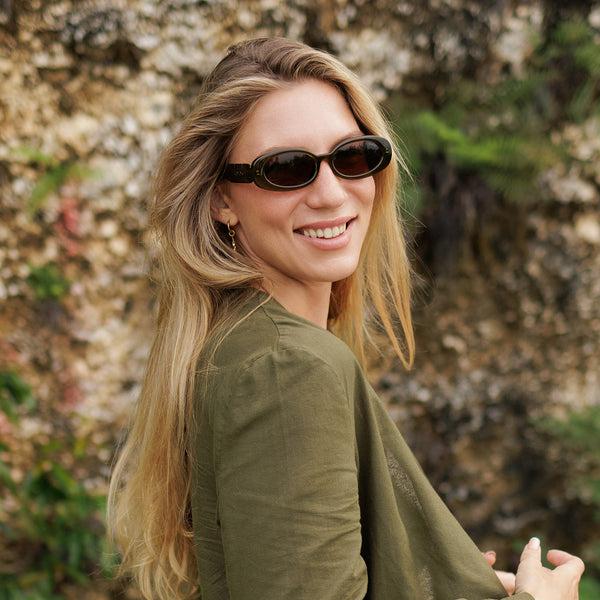 Sojos Sunlight Sunglasses Tortoise Frame Green Lens