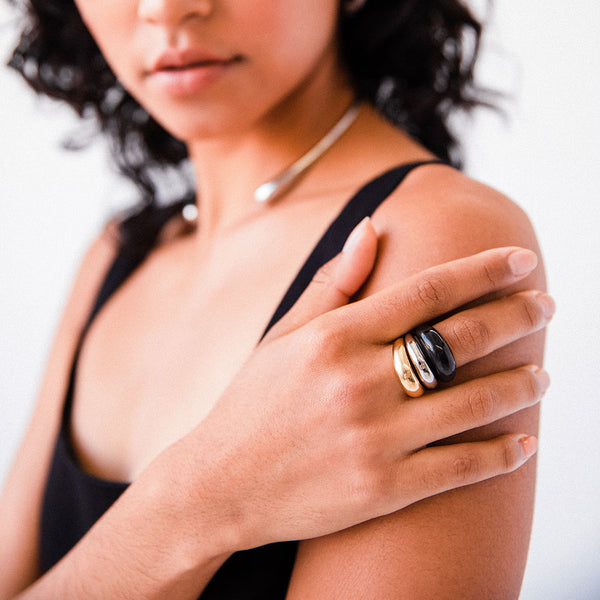 Soko Mixed Metal Fanned Ring Stack Ring