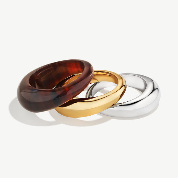 soko Mixed Metal Fanned Ring Stack Ring