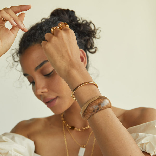 Soko Mvule Statement Teak Cuff Bracelet Sale