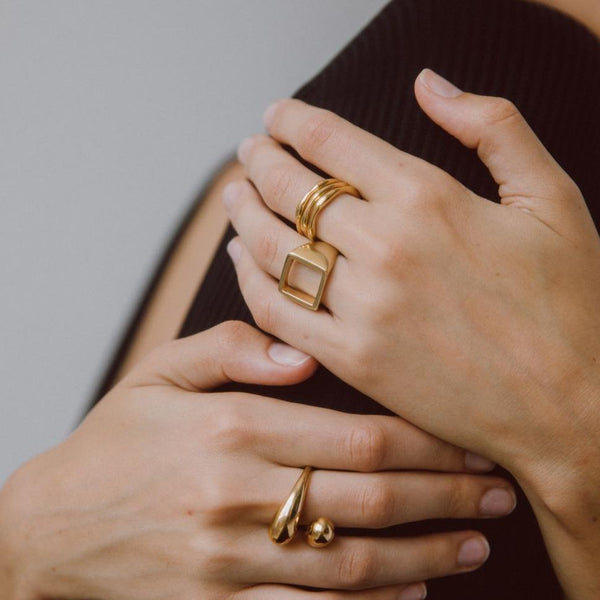 Soko Open Square Statement Ring Ring