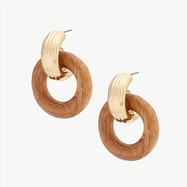 soko Shujaa Wood Link Stud Earrings Sale