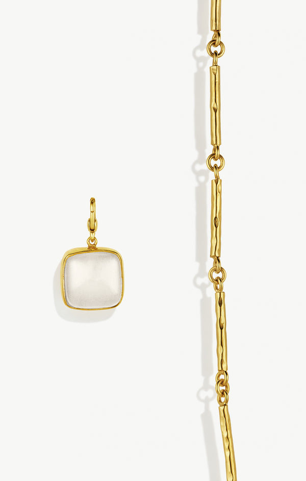 soko Umbo Square Necklace Charm (Clear) & Nyundo Chain Necklace Set Necklace