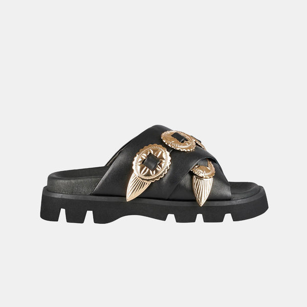 sol sana Concho Footbed Black/Gold