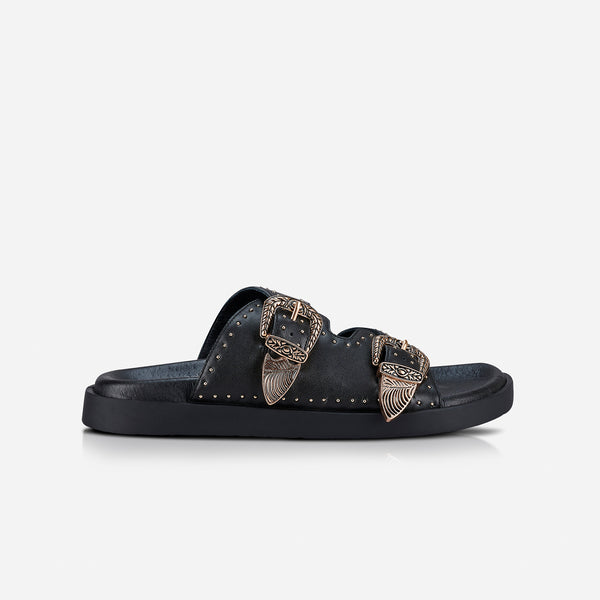sol sana Eastwood Stud Footbed Black/Gold