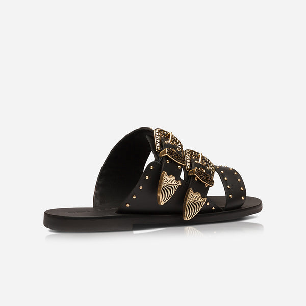 Sol Sana Eastwood Stud Slide Black/Gold