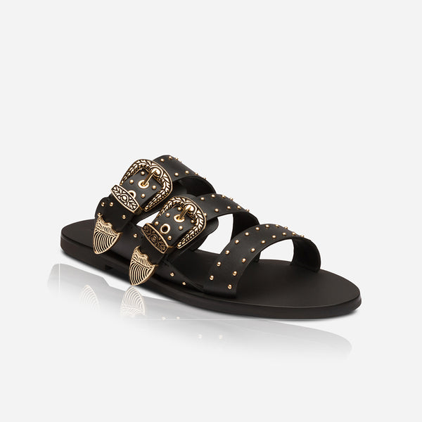 Sol Sana Eastwood Stud Slide Black/Gold