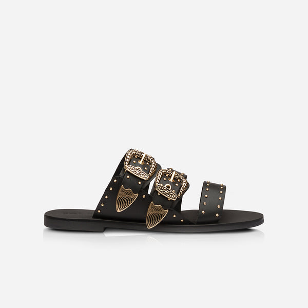 sol sana Eastwood Stud Slide Black/Gold