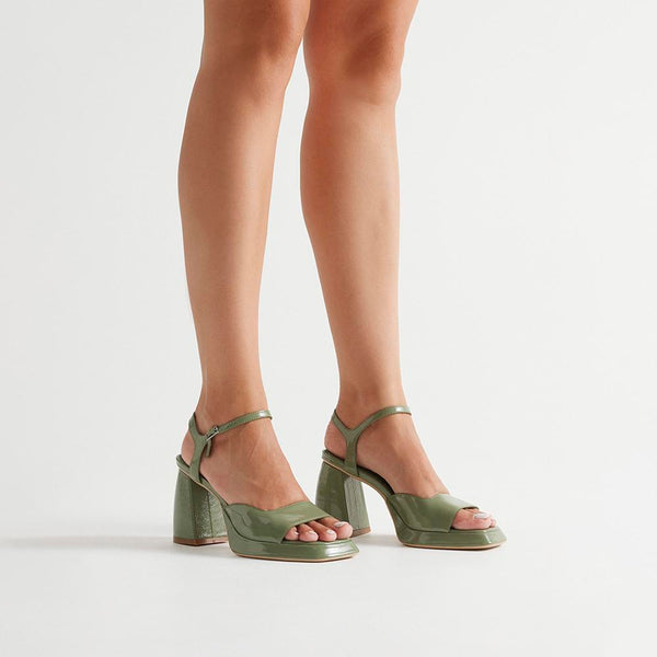 Sol Sana Eva Heel Patent Olive
