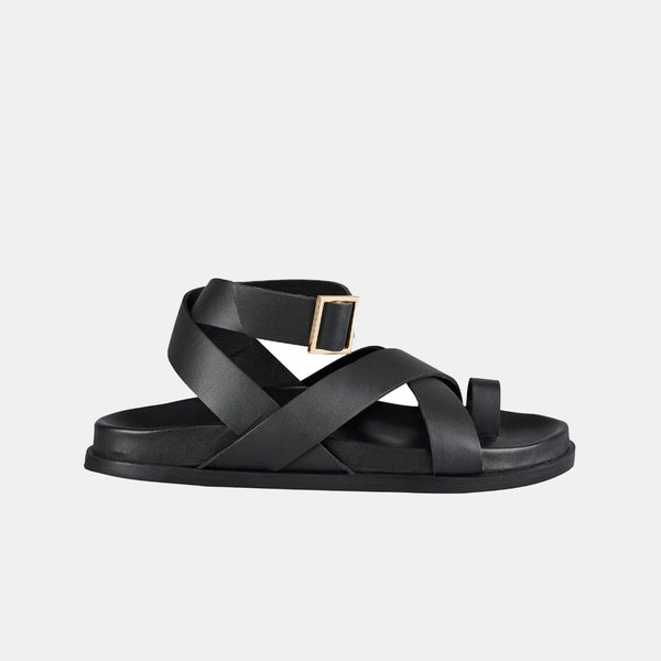 sol sana Hitch Footbed Black Leather