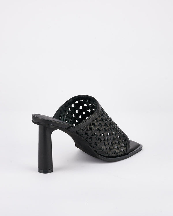 Sol Sana Jacque Heel Black Woven Leather