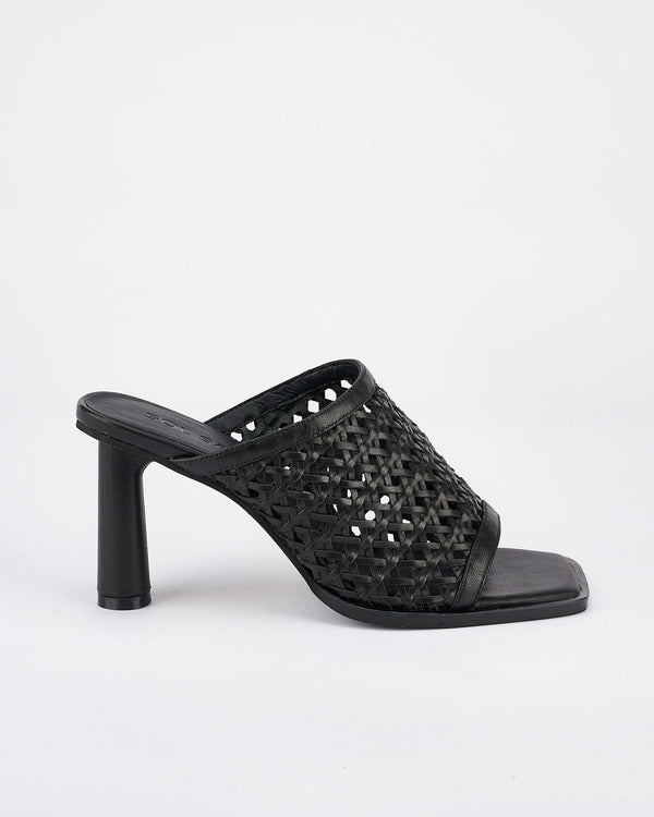 sol sana Jacque Heel Black Woven Leather