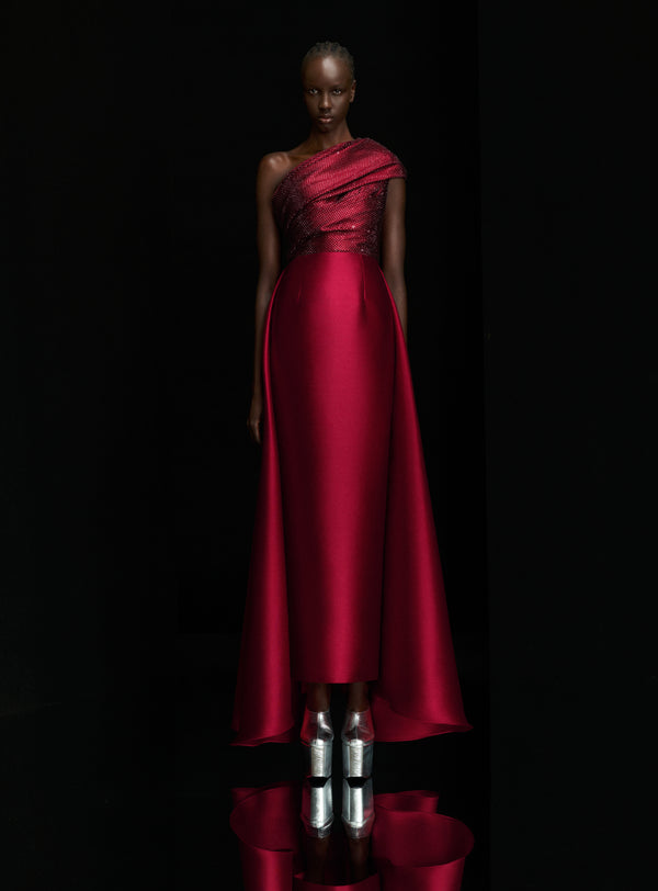 Solace London The Alba Crystal Maxi Dress In Ruby