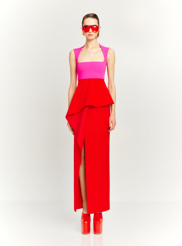 Solace London The Ally Maxi Dress In Pink And Red