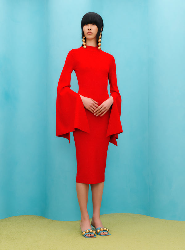 solace london The Ami Midi Dress in Red