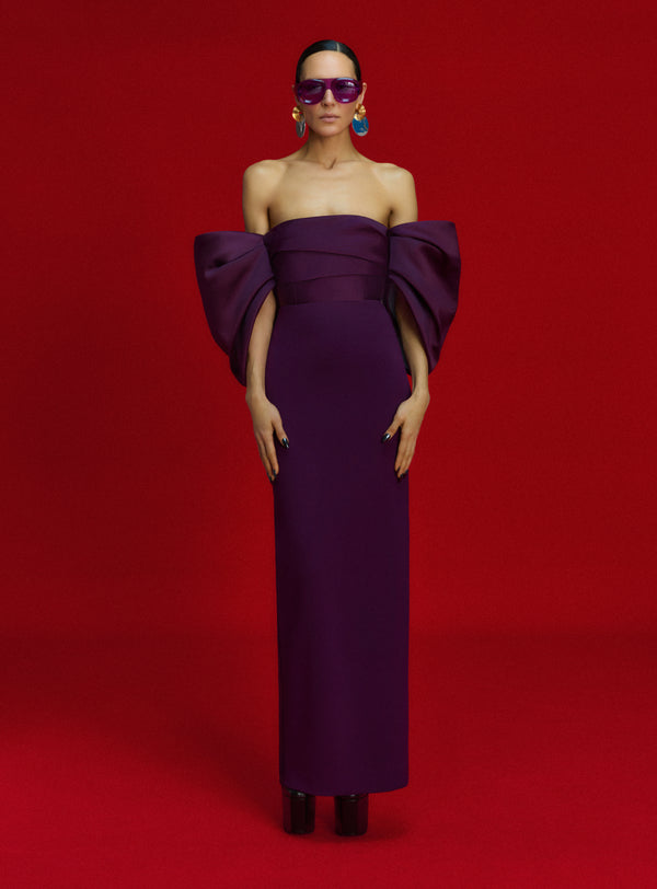 Solace London The Arla Maxi Dress In Aubergine