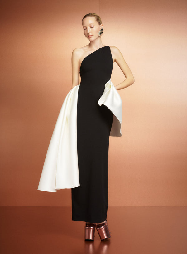solace london The Calla Maxi Dress in Black & Cream