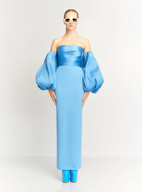 Solace London The Carmen Maxi Dress In Bluebell