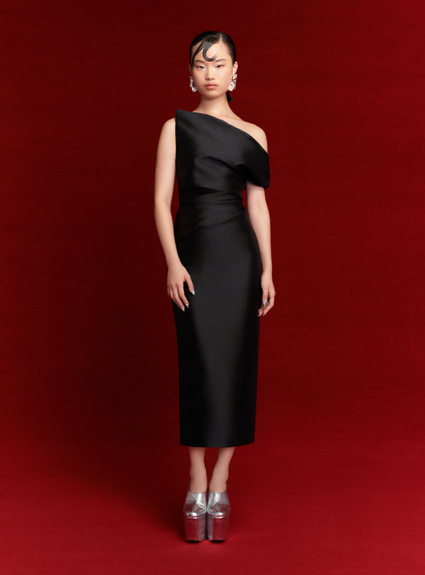 Solace London The Ellison Midi Dress In Black