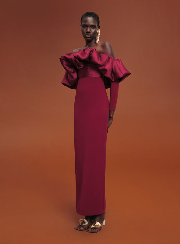 Solace London The Elson Maxi Dress In Mulberry