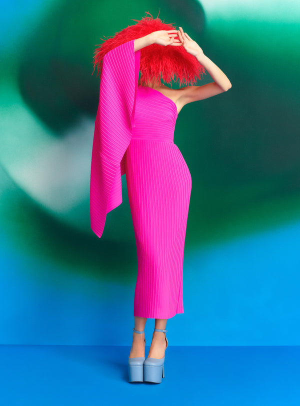 solace london The Lenna Midi Dress in Fuchsia