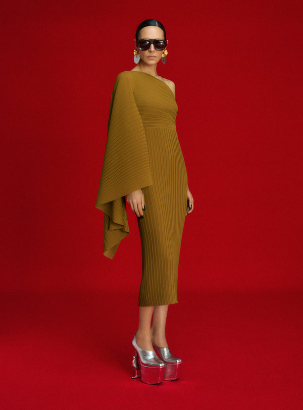 Solace London The Lenna Midi Dress In Gold