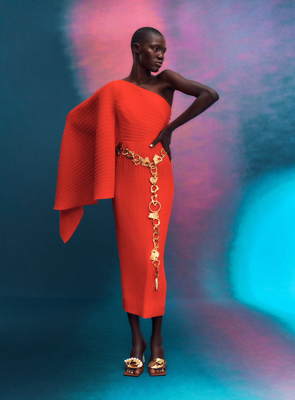 Solace London The Lenna Midi Dress In Red