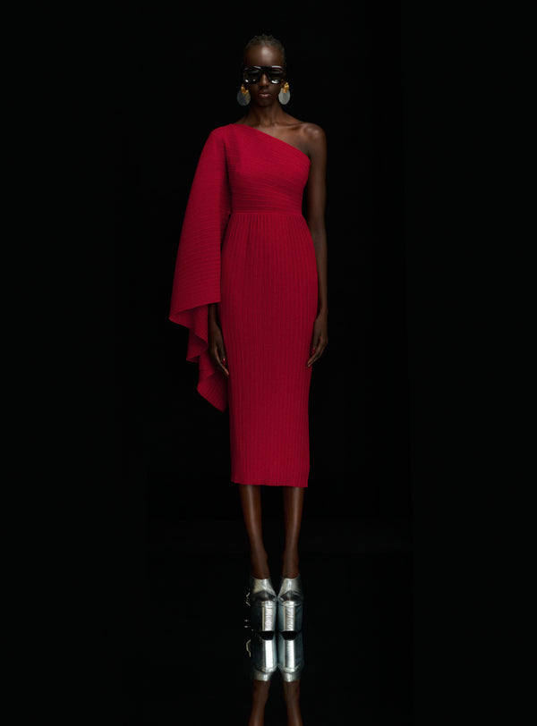 Solace London The Lenna Midi Dress In Ruby