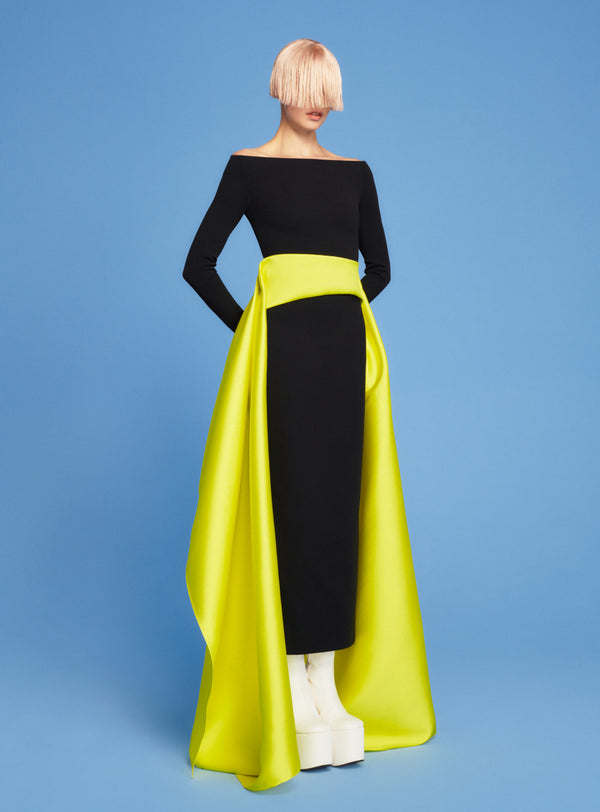 Solace London The Livia Maxi Dress In Black & Citrus