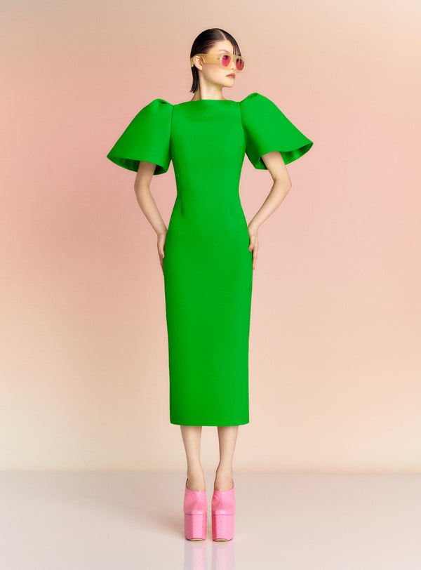 Solace London The Lora Midi Dress In Bright Green