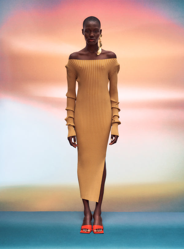 Solace London The Loren Maxi Dress In Tan