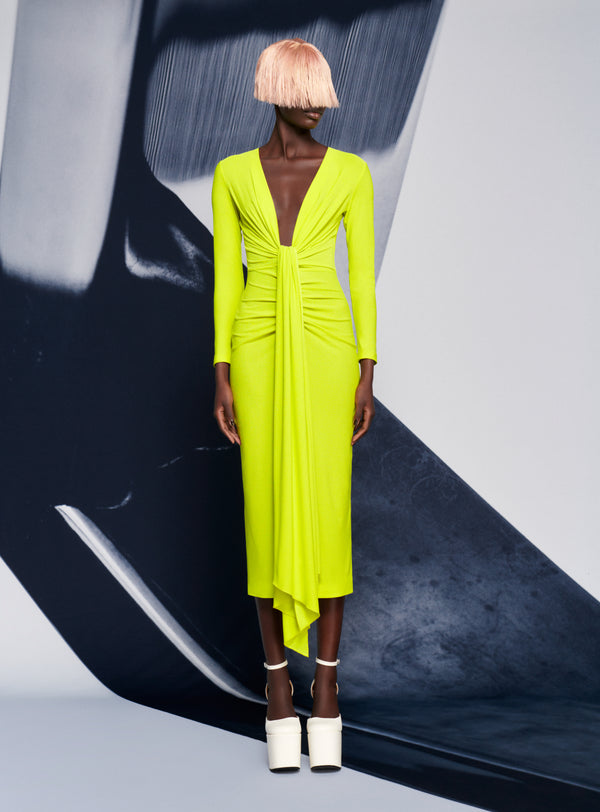 Solace London The Lorena Midi Dress In Citrus