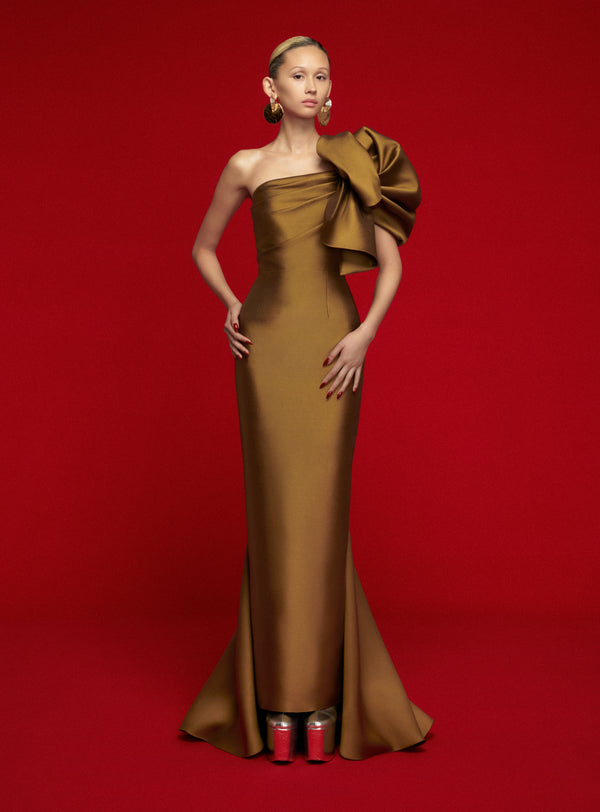 Solace London The Reya Maxi Dress In Gold