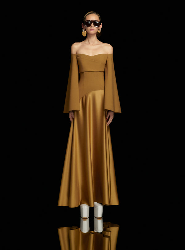 solace london The Rina Maxi Dress in Gold
