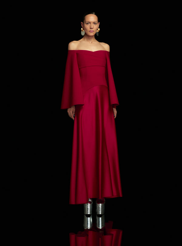 Solace London The Rina Maxi Dress In Ruby