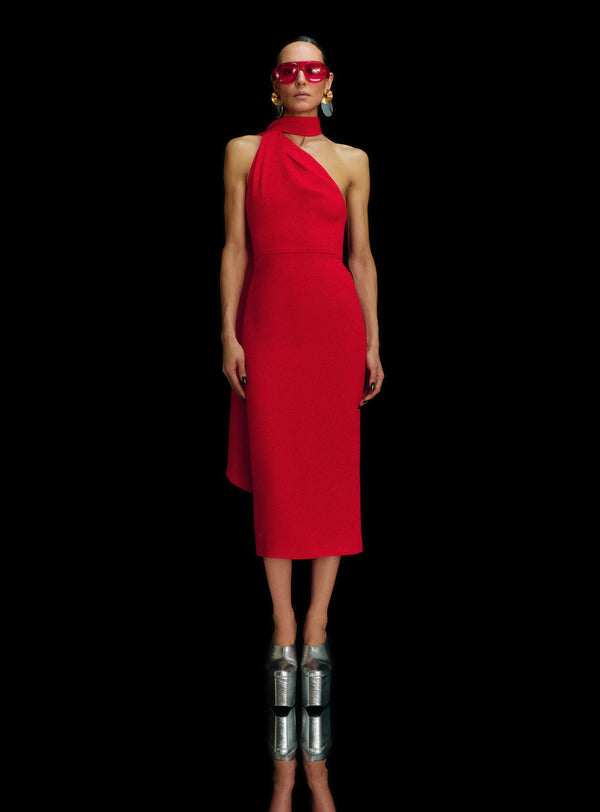 Solace London The Samira Midi Dress In Red