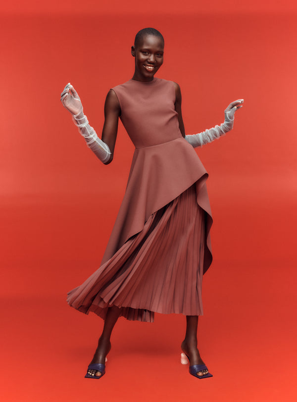 Solace London The Severny Midi Dress In Mocha