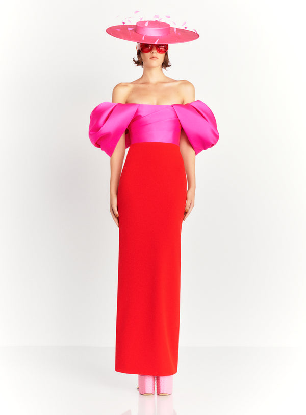 Solace London The Sian Maxi Dress In Pink And Red