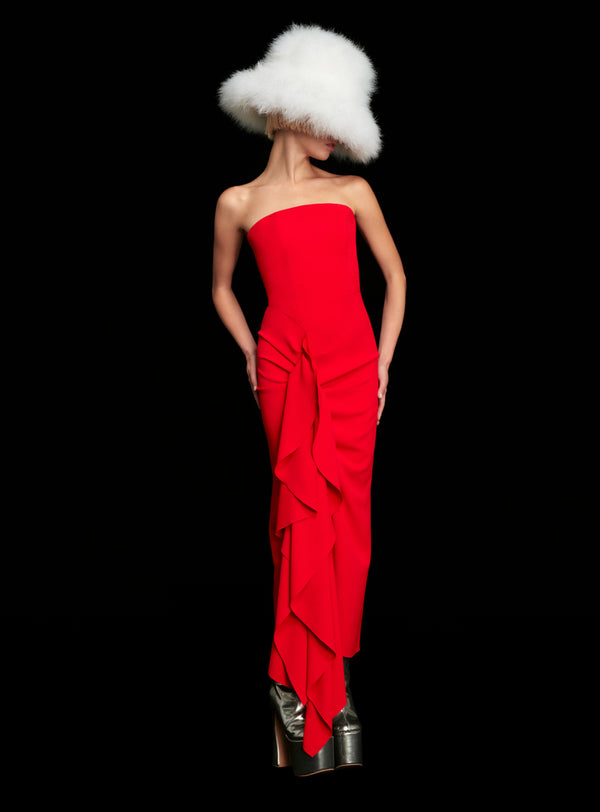 Solace London The Thalia Midi Dress In Bright Red