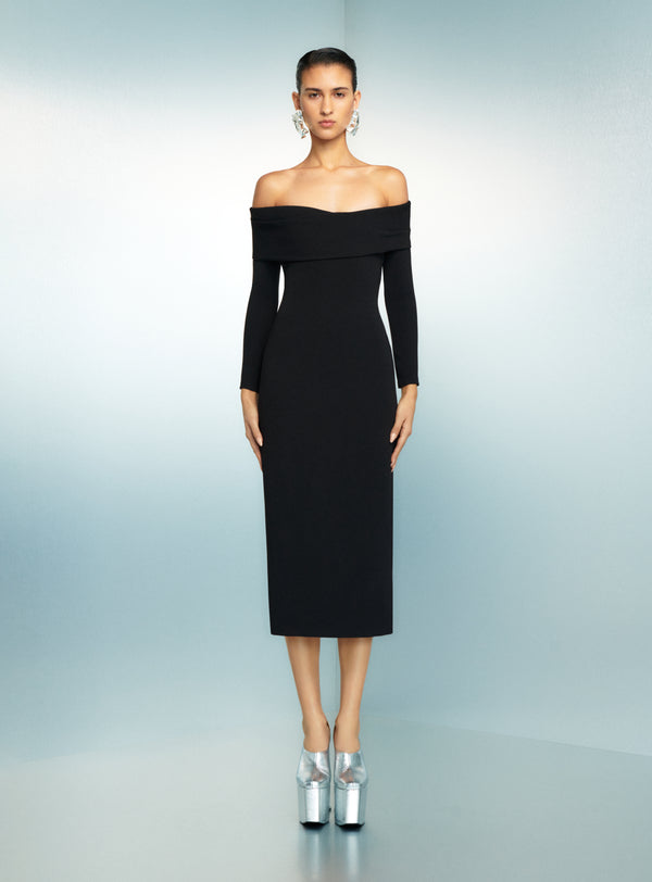 Solace London The Yuni Midi Dress In Black