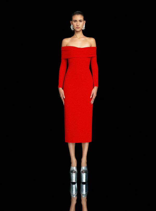 Solace London The Yuni Midi Dress In Red